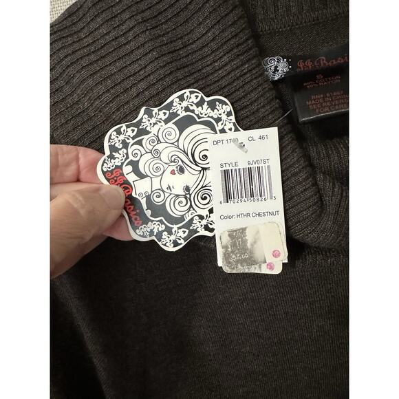 Women’s Brown Sweater Short Sleeve Cowl Neck Cropped Sz S Fall Classic NWT - Picture 11 of 14